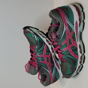 ASICS Gel Nimbus 15 Women's size 9 T3B5N Pink Teal Gray Athletic Shoe